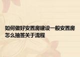 如何做好安置房建設(shè)一般安置房怎么抽簽關(guān)于流程