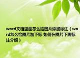 word文檔里面怎么給圖片添加標注（word怎么給圖片加下標 如何在圖片下面標注介紹）