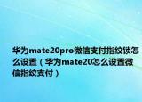 華為mate20pro微信支付指紋鎖怎么設(shè)置（華為mate20怎么設(shè)置微信指紋支付）