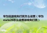 華為玩游戲免打擾怎么設(shè)置（華為mate20怎么設(shè)置游戲免打擾）
