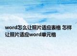 word怎么讓照片適應(yīng)表格 怎樣讓照片適應(yīng)word單元格