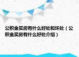 公積金買房有什么好處和壞處（公積金買房有什么好處介紹）