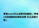 蘋果ios14怎么設(shè)置訪問限制（蘋果13訪問限制在哪里設(shè)置 怎么設(shè)置介紹）