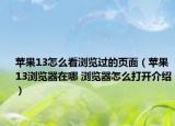 蘋果13怎么看瀏覽過的頁面（蘋果13瀏覽器在哪 瀏覽器怎么打開介紹）