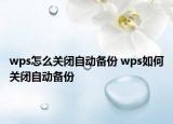 wps怎么關(guān)閉自動備份 wps如何關(guān)閉自動備份