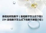 表格如何拖數(shù)字（表格數(shù)字怎么往下拖1234 表格數(shù)字怎么往下拖數(shù)字遞增介紹）