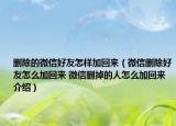 刪除的微信好友怎樣加回來（微信刪除好友怎么加回來 微信刪掉的人怎么加回來介紹）