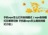 手機(jī)wps怎么打開夜間模式（wps夜間模式在哪里切換 手機(jī)版wps怎么調(diào)夜間模式介紹）