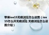 蘋果ios15無(wú)痕瀏覽怎么設(shè)置（ios15怎么開無(wú)痕瀏覽 無(wú)痕瀏覽怎么設(shè)置介紹）