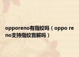 opporeno有指紋嗎（oppo reno支持指紋盲解嗎）
