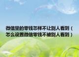 微信里的零錢怎樣不讓別人看到（怎么設(shè)置微信零錢不被別人看到）