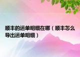 順豐的運(yùn)單明細(xì)在哪（順豐怎么導(dǎo)出運(yùn)單明細(xì)）
