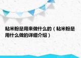 粘米粉是用來做什么的（粘米粉是用什么做的詳細介紹）