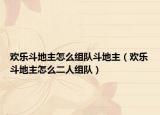 歡樂斗地主怎么組隊斗地主（歡樂斗地主怎么二人組隊）