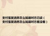 支付寶發(fā)消息怎么知道對(duì)方已讀（支付寶發(fā)消息怎么知道對(duì)方看沒看）