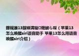 鑻規(guī)灉13鎵嬫満璇煶鍞ら啋（蘋果13怎么喚醒siri語音助手 蘋果13怎么用語音喚醒siri介紹）