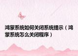 鴻蒙系統(tǒng)如何關(guān)閉系統(tǒng)提示（鴻蒙系統(tǒng)怎么關(guān)閉程序）