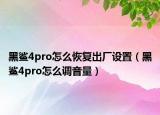 黑鯊4pro怎么恢復(fù)出廠設(shè)置（黑鯊4pro怎么調(diào)音量）