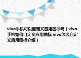 vivo手機可以自定義應(yīng)用圖標(biāo)嗎（vivo手機如何自定義應(yīng)用圖標(biāo) vivo怎么自定義應(yīng)用圖標(biāo)介紹）