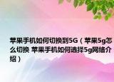 蘋(píng)果手機(jī)如何切換到5G（蘋(píng)果5g怎么切換 蘋(píng)果手機(jī)如何選擇5g網(wǎng)絡(luò)介紹）