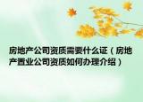 房地產(chǎn)公司資質(zhì)需要什么證（房地產(chǎn)置業(yè)公司資質(zhì)如何辦理介紹）