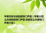 蘋果怎樣關(guān)閉拍照快門聲音（蘋果13怎么關(guān)閉拍照快門聲音 拍照怎么關(guān)掉快門聲音介紹）