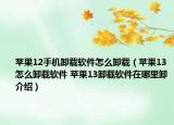 蘋果12手機卸載軟件怎么卸載（蘋果13怎么卸載軟件 蘋果13卸載軟件在哪里卸介紹）