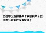 微信怎么查詢社?？ㄓ囝~視頻（微信怎么查詢社保卡余額）