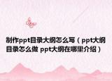 制作ppt目錄大綱怎么寫（ppt大綱目錄怎么做 ppt大綱在哪里介紹）