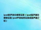 ipad的聲音在哪里設(shè)置（ipad揚(yáng)聲器在哪里設(shè)置 ipad聲音如何設(shè)置成揚(yáng)聲器介紹）