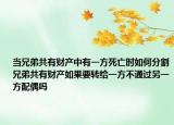 當(dāng)兄弟共有財(cái)產(chǎn)中有一方死亡時如何分割兄弟共有財(cái)產(chǎn)如果要轉(zhuǎn)給一方不通過另一方配偶嗎