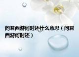 問君西游何時還什么意思（問君西游何時還）