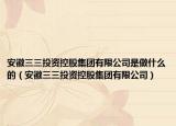 安徽三三投資控股集團(tuán)有限公司是做什么的（安徽三三投資控股集團(tuán)有限公司）