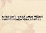 支付寶下載的文件在哪里找（支付寶下載的文件在哪里可以找到 支付寶下載的文件在哪介紹）
