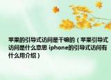 蘋果的引導(dǎo)式訪問是干嘛的（蘋果引導(dǎo)式訪問是什么意思 iphone的引導(dǎo)式訪問有什么用介紹）