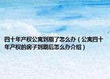 四十年產(chǎn)權(quán)公寓到期了怎么辦（公寓四十年產(chǎn)權(quán)的房子到期后怎么辦介紹）