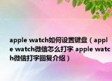 apple watch如何設(shè)置鍵盤(pán)（apple watch微信怎么打字 apple watch微信打字回復(fù)介紹）