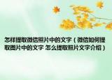 怎樣提取微信照片中的文字（微信如何提取圖片中的文字 怎么提取照片文字介紹）