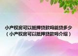 小產權房可以抵押貸款嗎能貸多少（小產權房可以抵押貸款嗎介紹）
