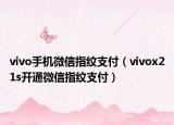 vivo手機微信指紋支付（vivox21s開通微信指紋支付）