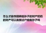 怎么才能奪回轉(zhuǎn)給孫子的財(cái)產(chǎn)奶奶的財(cái)產(chǎn)可以直接過(guò)戶給我孫子嗎