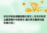 華為手機快速翻譯圖片英文（華為手機怎么翻譯圖片中的英文 圖片英文翻譯功能在哪介紹）