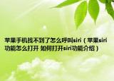 蘋果手機(jī)找不到了怎么呼叫siri（蘋果siri功能怎么打開 如何打開siri功能介紹）