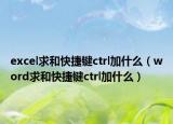 excel求和快捷鍵ctrl加什么（word求和快捷鍵ctrl加什么）