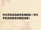 華為手機(jī)語(yǔ)音助手在哪找到（華為手機(jī)語(yǔ)音助手在哪里設(shè)置）