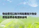 物業(yè)費(fèi)可以拖欠嗎如果拖欠物業(yè)費(fèi)物業(yè)費(fèi)會有滯納金嗎