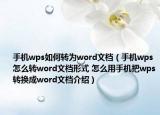手機wps如何轉(zhuǎn)為word文檔（手機wps怎么轉(zhuǎn)word文檔形式 怎么用手機把wps轉(zhuǎn)換成word文檔介紹）
