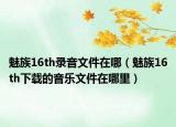 魅族16th錄音文件在哪（魅族16th下載的音樂文件在哪里）