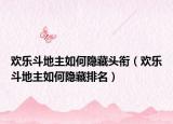 歡樂(lè)斗地主如何隱藏頭銜（歡樂(lè)斗地主如何隱藏排名）
