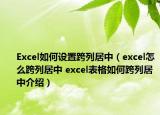 Excel如何設置跨列居中（excel怎么跨列居中 excel表格如何跨列居中介紹）